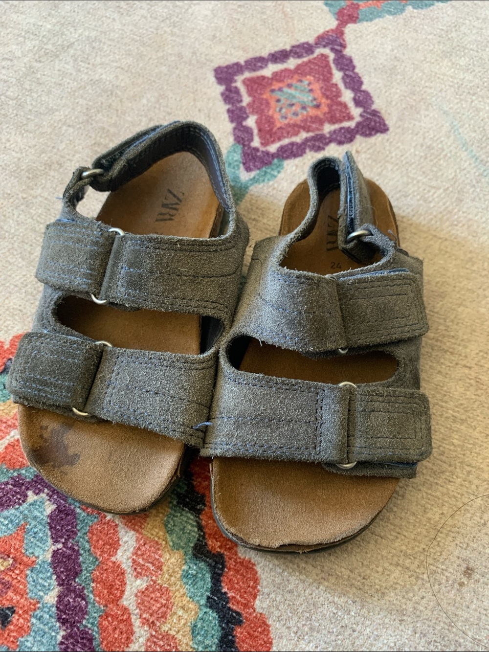 Zara Kids Gray Double-Strap Open-Toe Sandals